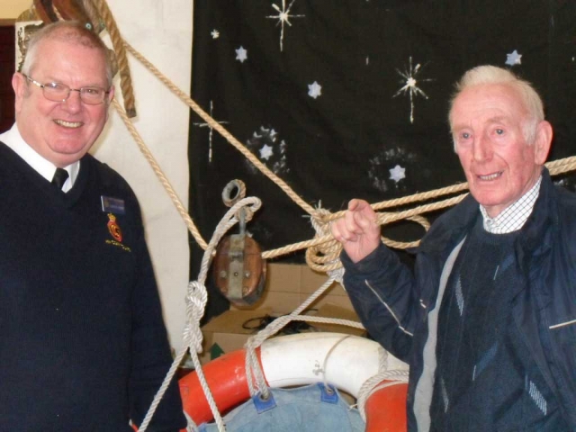 Gordon Munro and Loughie McQuilkin with the breeches buoy.